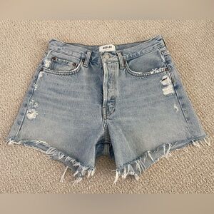 AGOLDE Parker long high waist cutoff denim shorts